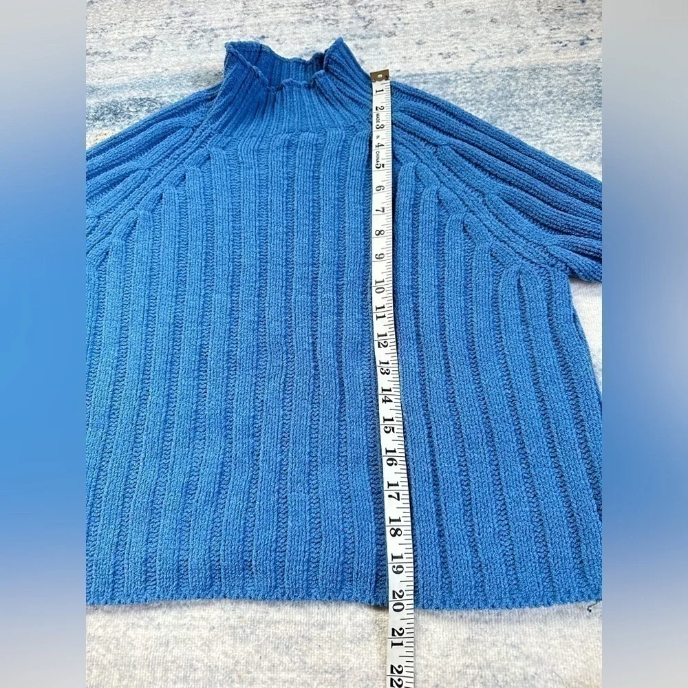 American Eagle Sweater Women’s M Blue Long Sleeve Mock Neck Knit Pullover - Picture 6 of 7